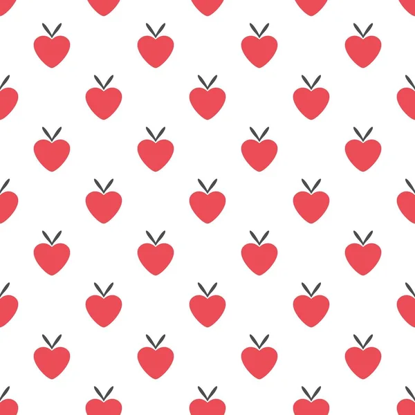 シンプルなApple Love Heartシームレスなパターンの背景壁紙 黒の組み合わせの色 テキスタイル ファブリック インテリア 装飾などのためのフルーツパターン — ストックベクタ