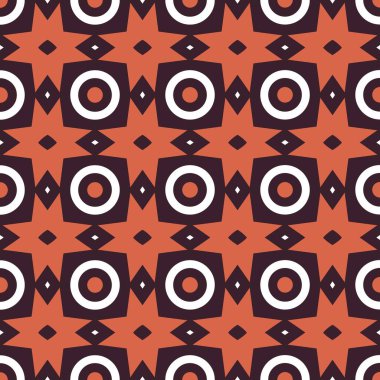 Batik Etnik Geleneksel Kusursuz Arkaplan Duvar Kağıdı. Turuncu, beyaz ve koyu kahverengi kombinasyon renkleri. Tekstil, kumaş, kağıt, baskı, iç mekan, dekor ve daha fazlası için desen.