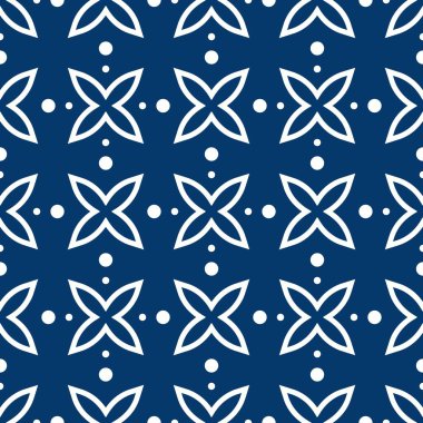 Batik Endonezya Mavisi Tek Krom Kusursuz Desenli Duvar Kağıdı. Geleneksel Dekoratif Etnik öğeler. Tekstil, Kumaş Deseni.