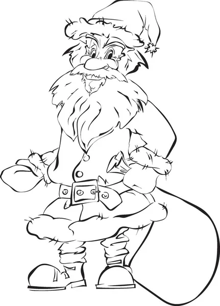 Mutlu bir Noel Baba'nın Cartoonvector illüstrasyon Kollarını açarak karşılama, anahat