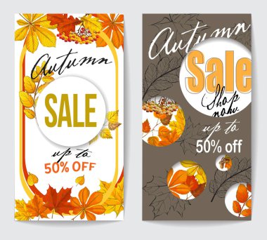 sonbahar satışı el ilanı iki sonbahar yaprakları ile