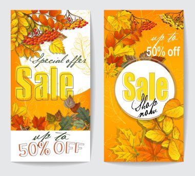 sonbahar satışı el ilanı iki sonbahar yaprakları ile