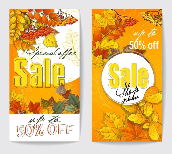 sonbahar satışı el ilanı iki sonbahar yaprakları ile