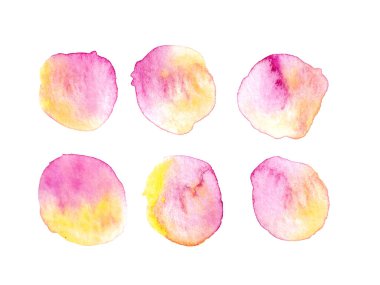 Soyut el çizilmiş sarı suluboya daireler.