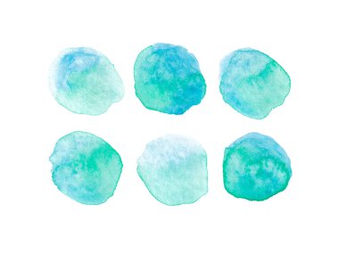 Soyut el mavi suluboya daireler çizdi.