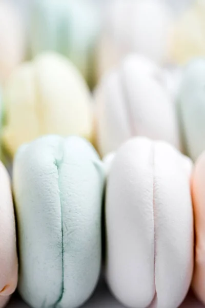 Farbige Süße Nachspeise Zephyr Marshmallows Luftfarbenes Zephyr Pastellfarben Nahaufnahme Food — Stockfoto