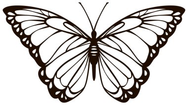 Basitleştirilmiş biçimlendirilmiş sevimli kelebek vektör ana hatları