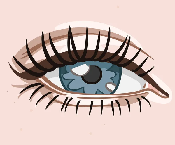 Vector image of a simplified stylized color female eye — Stock Vector