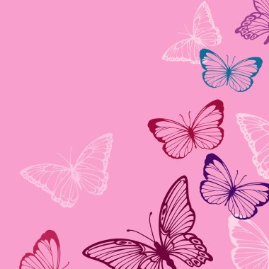 Vektör arkaplan çizgisi Kelebekler pembe gölgelerde uçar