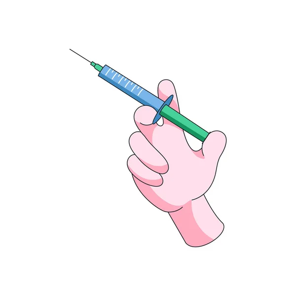 Seringue Main Vaccin Injection Insuline Vaccination Pour Prévenir Les Maladies — Image vectorielle