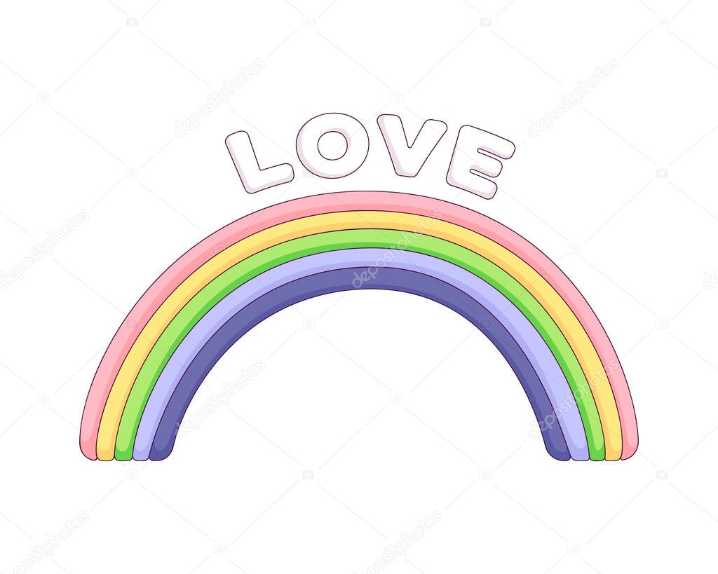 LGBT support symbol in rainbow with love lettering against homophobia. gay pride. Homosexual minority concept. isolated vector stock illustration on white. valentine day. equal rights. 