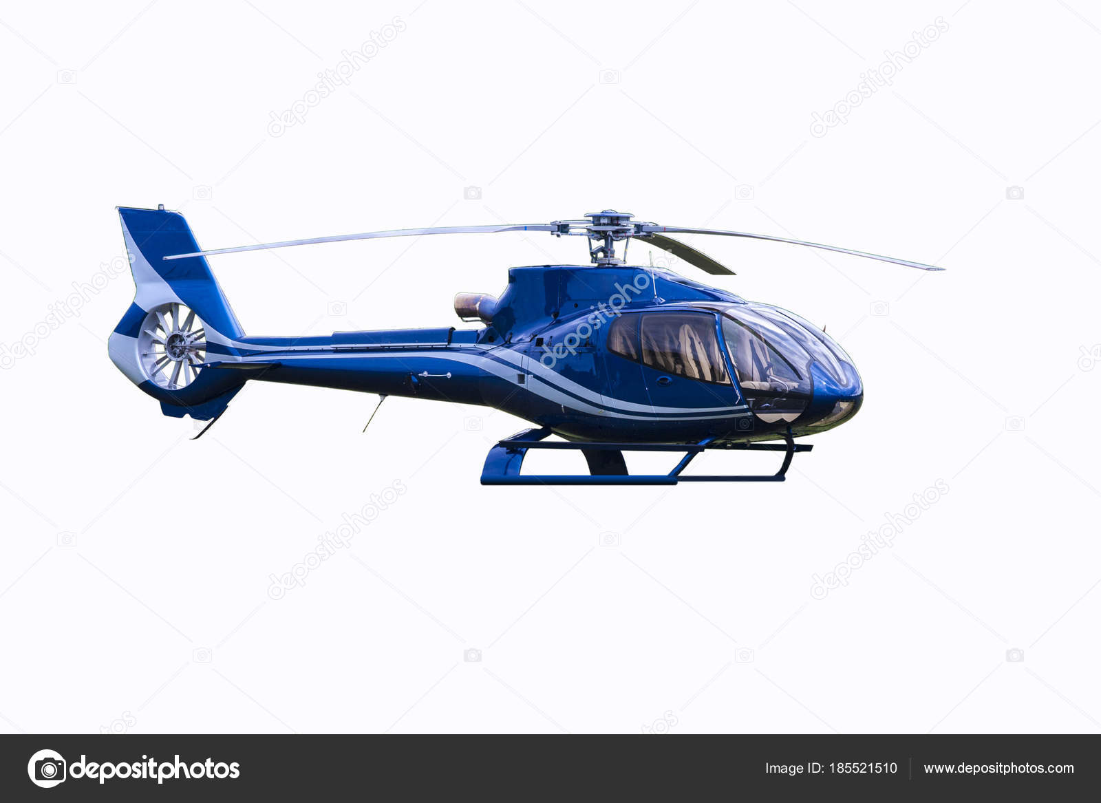 Hélicoptère bleu isolé sur fond blanc — Photo de stock par ©Helinek -  185521510, image size:1600x1167