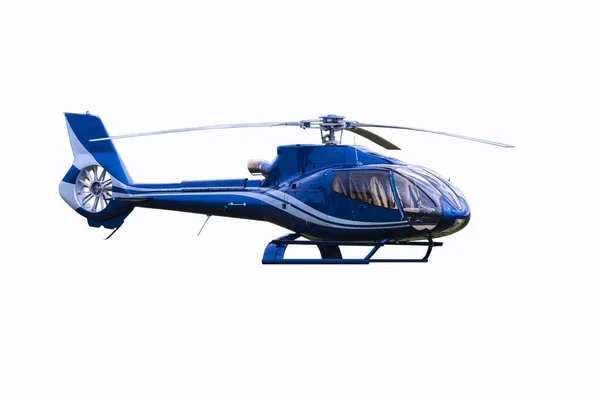 Helicóptero azul isolado no fundo branco — Fotografia de Stock
