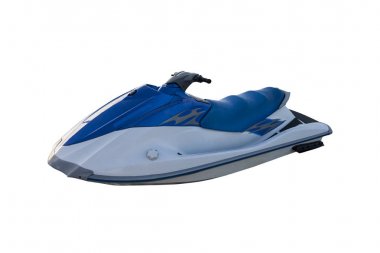 Mavi jet ski üzerinde beyaz izole