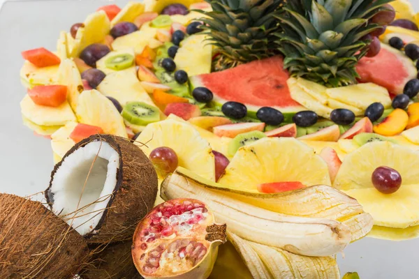 compositions of fresh fruit cut for buffets.