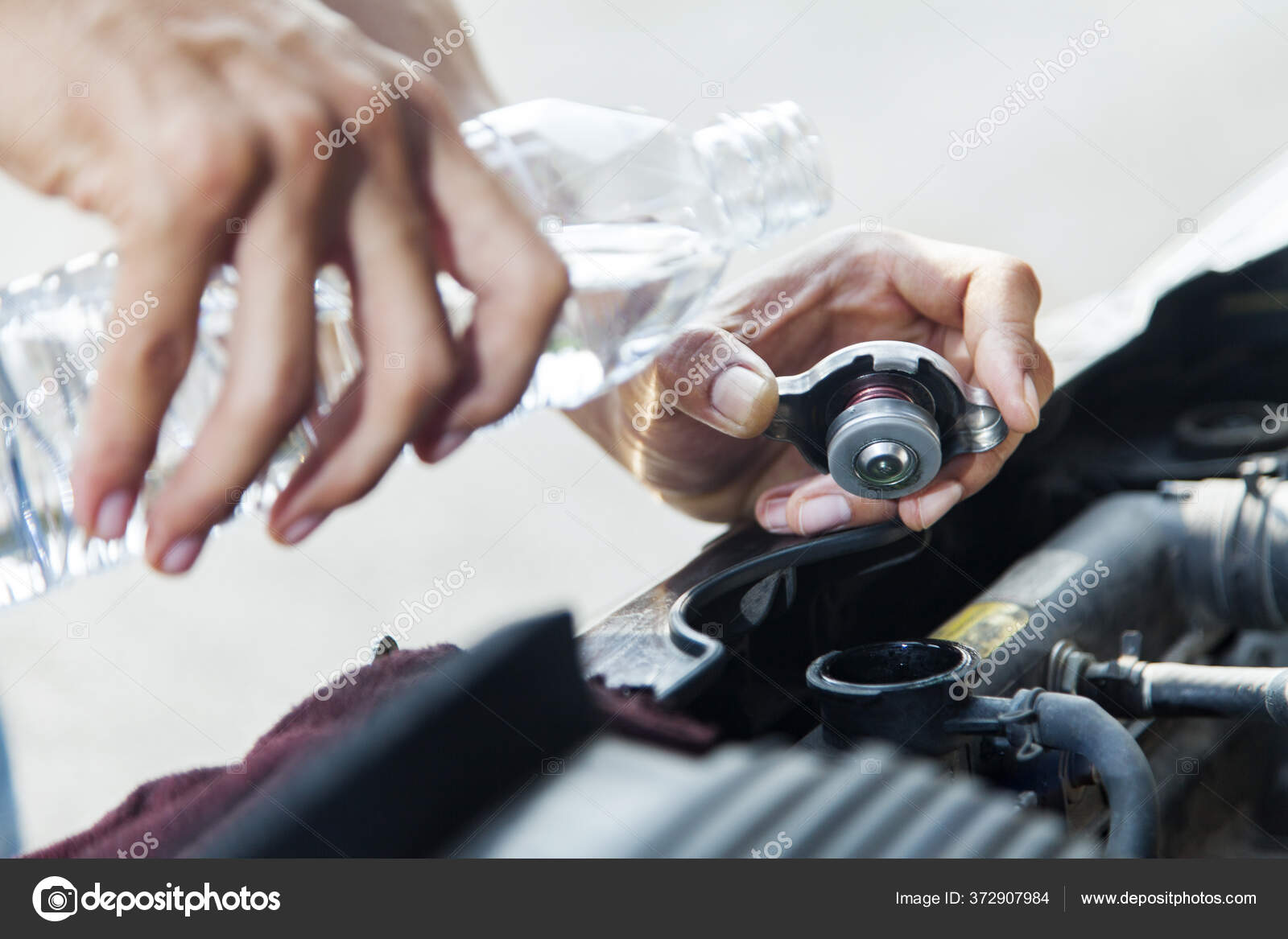 Man Adding Water Car Radiator Stock Photo by ©image_hit 372907984