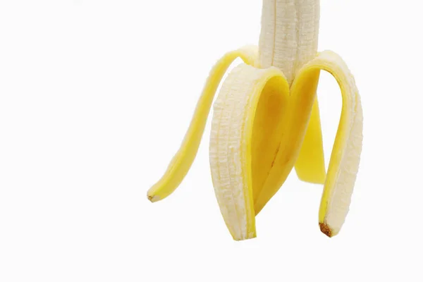 Una Banana Parzialmente Pelata — Foto Stock