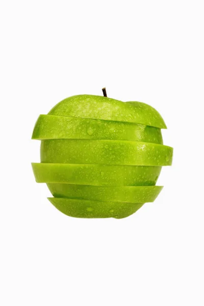 Green Apple Slices White Background — Stock Photo, Image