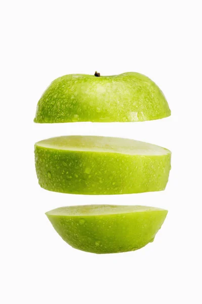 Green Apple Slices White Background — Stock Photo, Image