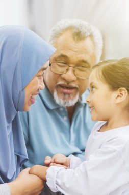 Büyükbabalar torunlarıyla vakit geçirirler.