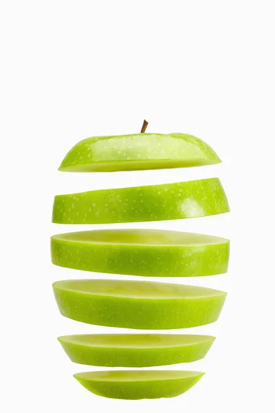 Green Apple Slices White Background — Stock Photo, Image