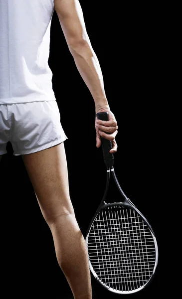 Mand Med Tennisketsjer - Stock-foto