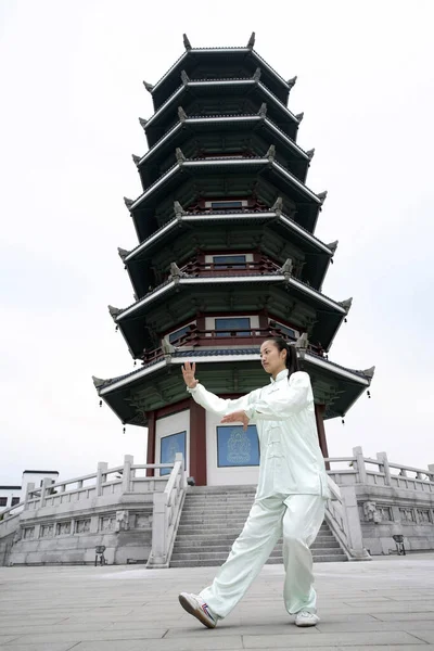 Mujer Practicando Artes Marciales —  Fotos de Stock