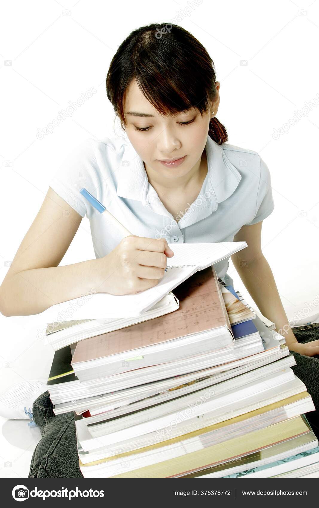 Woman Writing Book — Stock Photo © image_hit #375378772