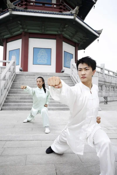 Hombre Mujer Practicando Artes Marciales —  Fotos de Stock