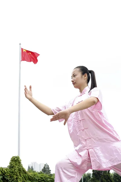 Mujer Practicando Artes Marciales —  Fotos de Stock