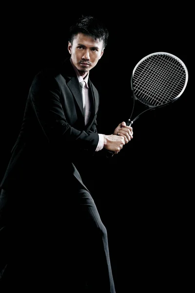 Asiatisk Forretningsmand Spiller Tennis - Stock-foto