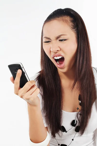 Woman Screaming Mobile Phone — Stock Photo, Image