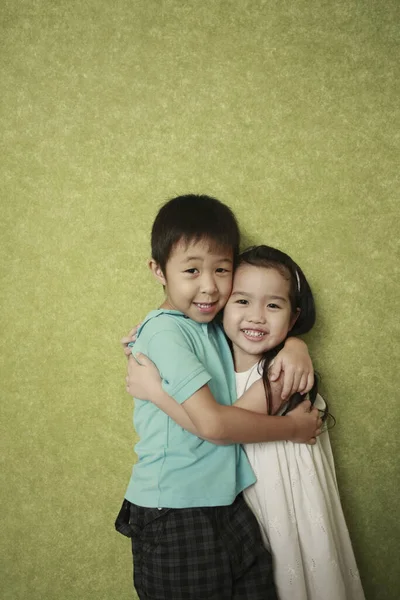 Boy Girl Hugging Smiling —  Fotos de Stock