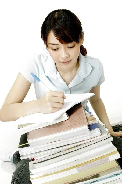 Woman Writing Book — Stock Photo, Image