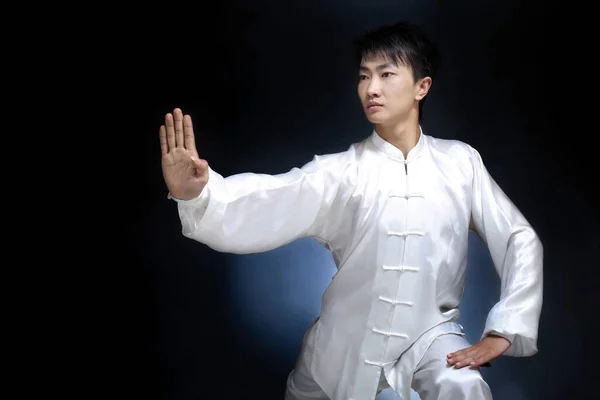 Mladý Asijský Muž Praktikující Bojová Umění — Stock fotografie