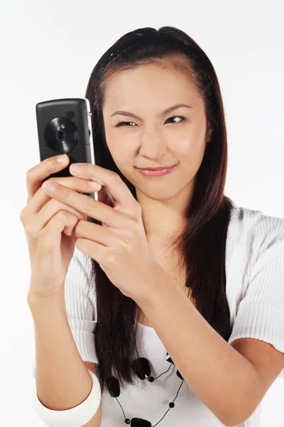 Woman Taking Picture Mobile Phone — Stock Photo, Image