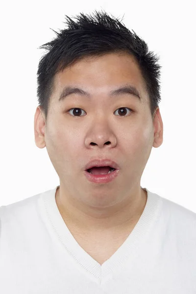 Expresión Facial Del Hombre Aislado Sobre Fondo Blanco —  Fotos de Stock