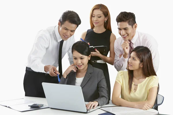 Business People Working Together Laptop — Stock Photo, Image