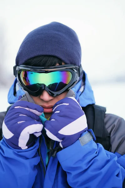 Homme Vêtements Chauds Lunettes Ski — Photo