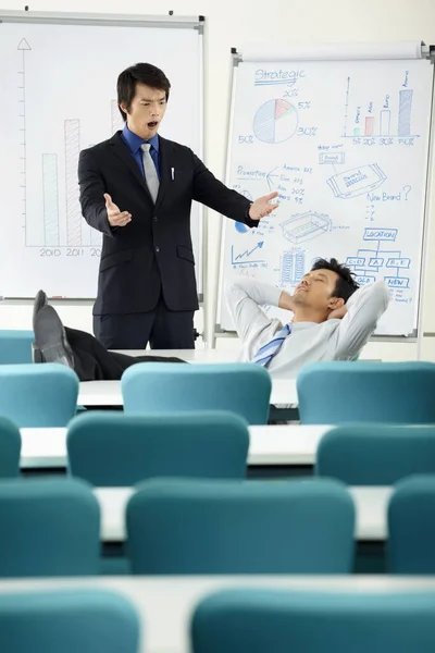 Empresario Atrapado Durmiendo Trabajo — Foto de Stock