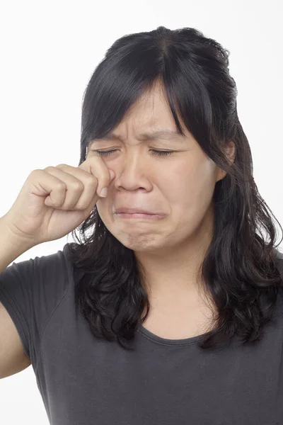 Expresión Facial Mujer Aislada Sobre Fondo Blanco — Foto de Stock