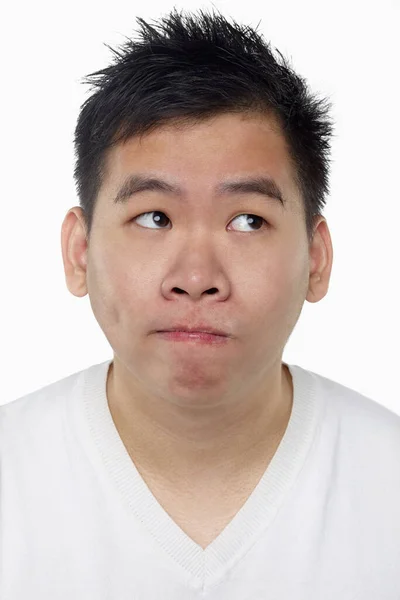 Expresión Facial Del Hombre Aislado Sobre Fondo Blanco — Foto de Stock