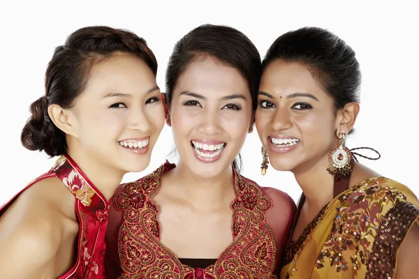 Frauen Traditioneller Kleidung Lächeln Glücklich — Stockfoto