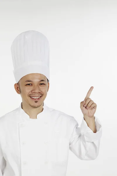 Aziatische Chef Gebaren Met Wijsvinger — Stockfoto