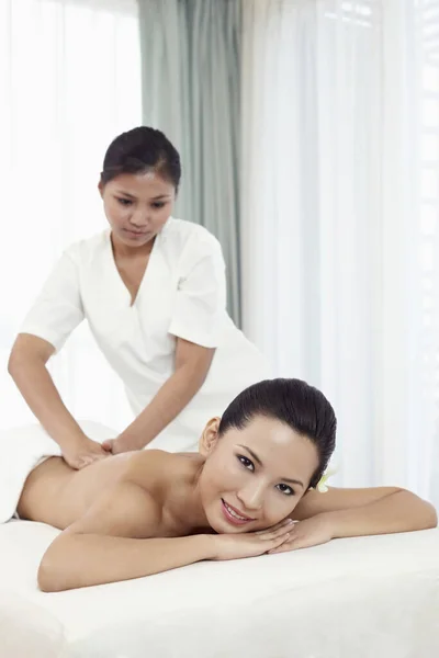 Woman Enjoying Body Massage — Stock Photo, Image