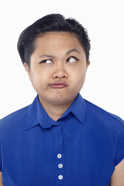 Facial Expression Woman Isolated White Background — Stock Photo, Image