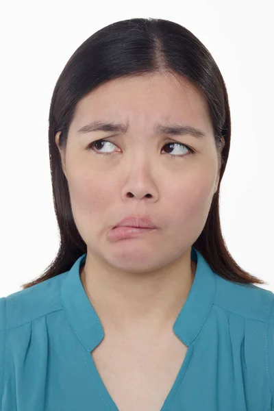 Expresión Facial Mujer Aislada Sobre Fondo Blanco —  Fotos de Stock