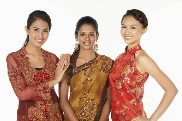 Happy Women Traditional Clothing Smiling — Stock Photo, Image