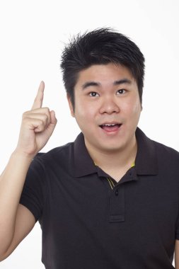 Beyaz arka planda izole edilmiş bir adamın yüz ifadesi