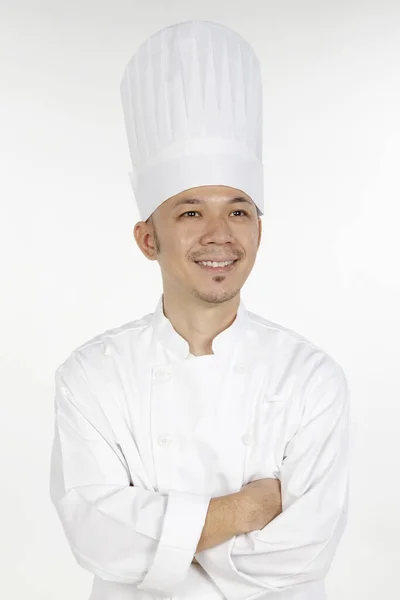 Asiatico Chef Posa Con Braccia Incrociate — Foto Stock